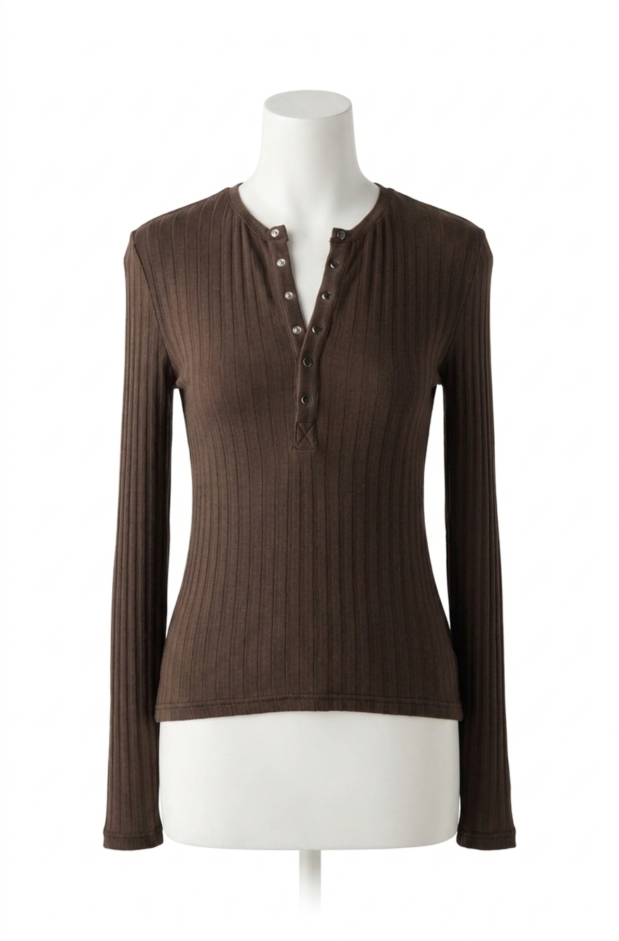 NEW AMO lottie long sleeve top in mocha